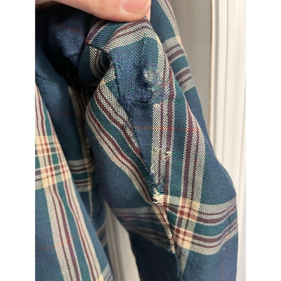 Vtg Trucker Jacket Painted Mesa Western Snap Shirt Plaid Distressed Destroy 2XLT - Picture 8 of 14